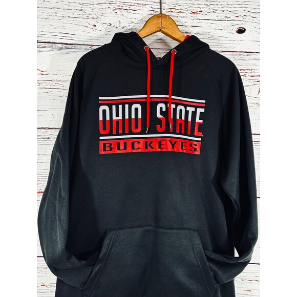 Ohio State Buckeyes Black Hoodie Sweatshirt L Colosseum 100% Polyester Mens - Picture 3 of 8